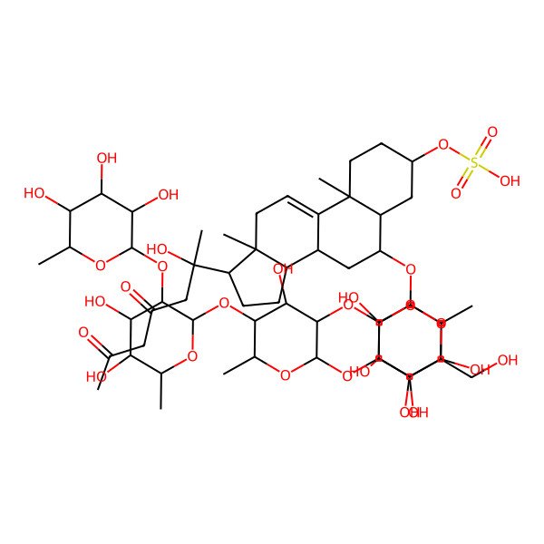 2D Structure of [(3S,5S,6S,8S,10S,13S,14S,17S)-6-[(2R,3R,4S,5R,6R)-4-[(2S,3R,4S,5S,6R)-5-[(2S,3R,4S,5R,6R)-4,5-dihydroxy-6-methyl-3-[(2S,3R,4S,5R,6R)-3,4,5-trihydroxy-6-methyloxan-2-yl]oxyoxan-2-yl]oxy-4-hydroxy-6-methyl-3-[(2S,3R,4S,5S,6R)-3,4,5-trihydroxy-6-methyloxan-2-yl]oxyoxan-2-yl]oxy-3,5-dihydroxy-6-(hydroxymethyl)oxan-2-yl]oxy-17-[(2R)-2-hydroxy-4,6-dioxoheptan-2-yl]-10,13-dimethyl-2,3,4,5,6,7,8,12,14,15,16,17-dodecahydro-1H-cyclopenta[a]phenanthren-3-yl] hydrogen sulfate