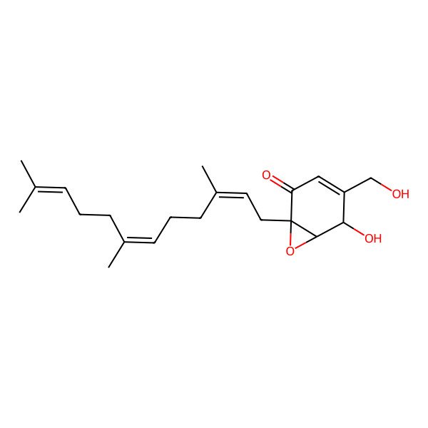 2D Structure of 5-Hydroxy-4-(hydroxymethyl)-1-(3,7,11-trimethyldodeca-2,6,10-trienyl)-7-oxabicyclo[4.1.0]hept-3-en-2-one