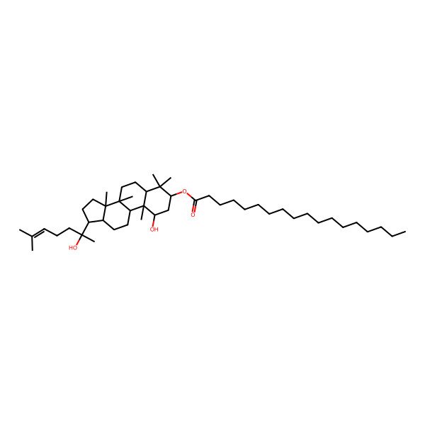2D Structure of [1-hydroxy-17-(2-hydroxy-6-methylhept-5-en-2-yl)-4,4,8,10,14-pentamethyl-2,3,5,6,7,9,11,12,13,15,16,17-dodecahydro-1H-cyclopenta[a]phenanthren-3-yl] octadecanoate
