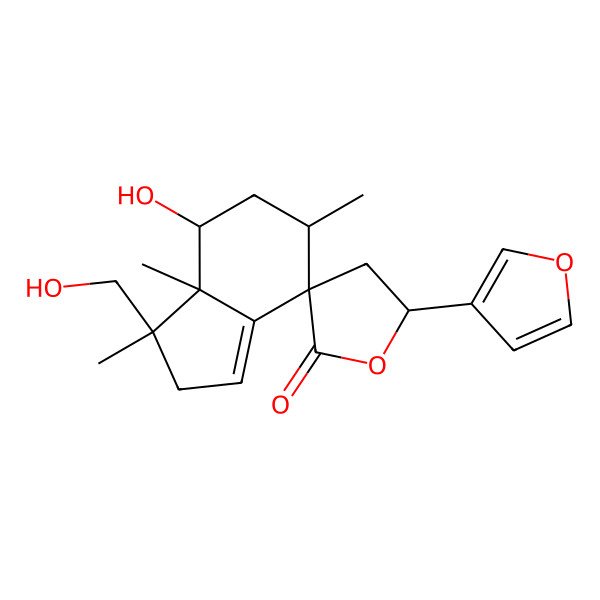 2D Structure of 5'-(Furan-3-yl)-4-hydroxy-3-(hydroxymethyl)-3,3a,6-trimethylspiro[2,4,5,6-tetrahydroindene-7,3'-oxolane]-2'-one