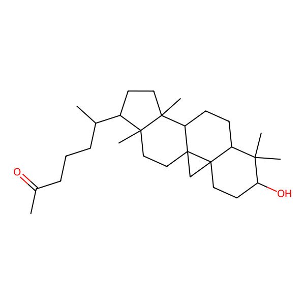 2D Structure of (6R)-6-[(1S,3R,6S,8R,11S,12S,15R,16R)-6-hydroxy-7,7,12,16-tetramethyl-15-pentacyclo[9.7.0.01,3.03,8.012,16]octadecanyl]heptan-2-one