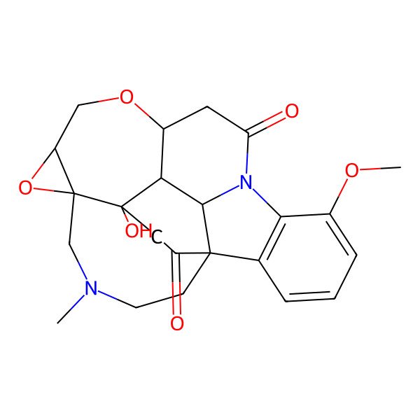 2D Structure of 16,19-Secostrychnidine-10,16-dione, 21,22-epoxy-21,22-dihydro-14-hydroxy-4-methoxy-19-methyl-, (21alpha,22alpha)-