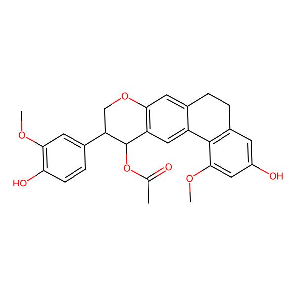 2D Structure of [(10R,11R)-3-hydroxy-10-(4-hydroxy-3-methoxyphenyl)-1-methoxy-6,9,10,11-tetrahydro-5H-naphtho[1,2-g]chromen-11-yl] acetate