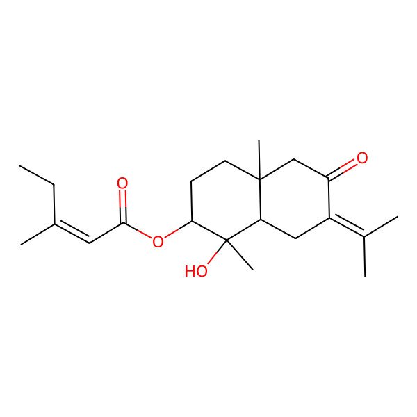 2D Structure of [(1S,2R,4aR,8aR)-1-hydroxy-1,4a-dimethyl-6-oxo-7-propan-2-ylidene-2,3,4,5,8,8a-hexahydronaphthalen-2-yl] (E)-3-methylpent-2-enoate