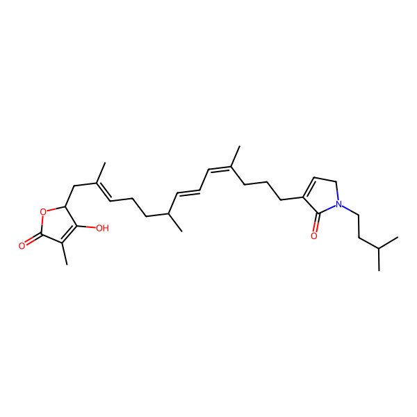 2D Structure of 4-[13-(3-hydroxy-4-methyl-5-oxo-2H-furan-2-yl)-4,8,12-trimethyltrideca-4,6,11-trienyl]-1-(3-methylbutyl)-2H-pyrrol-5-one