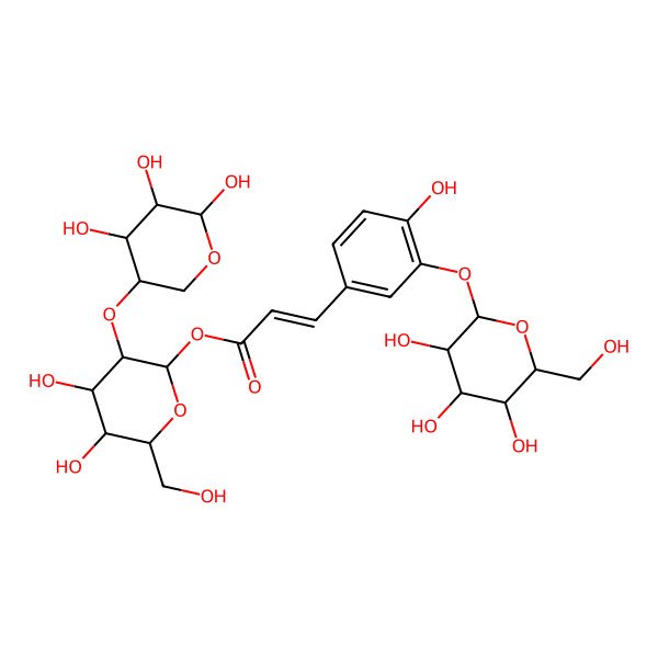2D Structure of [4,5-Dihydroxy-6-(hydroxymethyl)-3-(4,5,6-trihydroxyoxan-3-yl)oxyoxan-2-yl] 3-[4-hydroxy-3-[3,4,5-trihydroxy-6-(hydroxymethyl)oxan-2-yl]oxyphenyl]prop-2-enoate