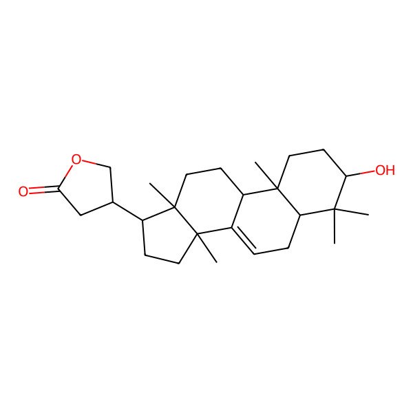 2D Structure of 4-(3-hydroxy-4,4,10,13,14-pentamethyl-2,3,5,6,9,11,12,15,16,17-decahydro-1H-cyclopenta[a]phenanthren-17-yl)oxolan-2-one