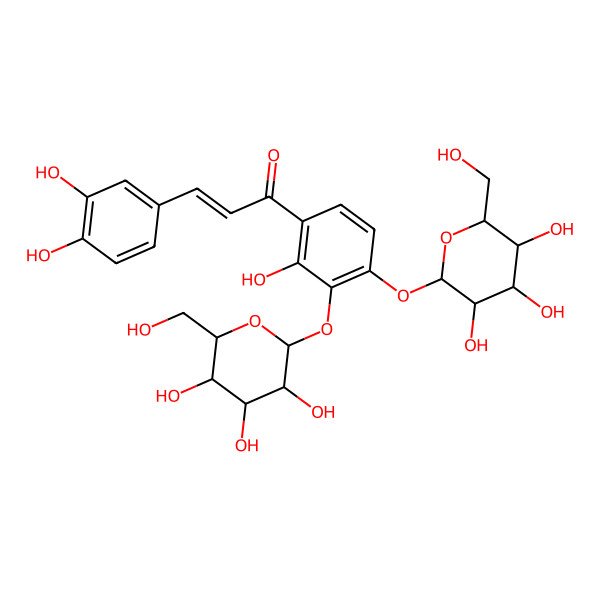 2D Structure of 3-(3,4-Dihydroxyphenyl)-1-[2-hydroxy-3,4-bis[[3,4,5-trihydroxy-6-(hydroxymethyl)oxan-2-yl]oxy]phenyl]prop-2-en-1-one