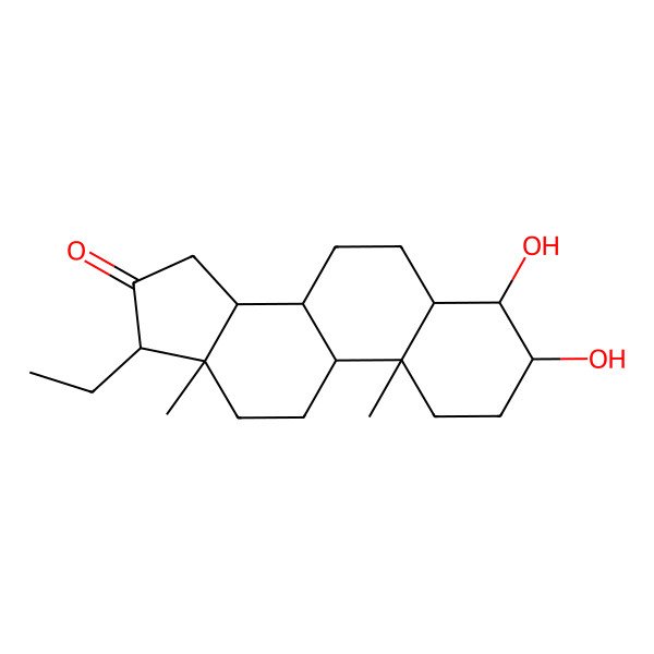 2D Structure of (3S,4S,5R,8R,9S,10R,13S,14S,17R)-17-ethyl-3,4-dihydroxy-10,13-dimethyl-1,2,3,4,5,6,7,8,9,11,12,14,15,17-tetradecahydrocyclopenta[a]phenanthren-16-one