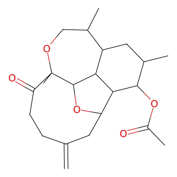 2D Structure of [(1R,2R,3S,4S,5S,7R,8S,11S,17R)-5,8,11-trimethyl-15-methylidene-12-oxo-10,18-dioxatetracyclo[9.7.0.02,7.03,17]octadecan-4-yl] acetate
