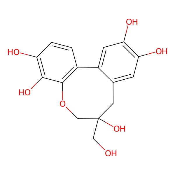 2D Structure of (10R)-10-(hydroxymethyl)-8-oxatricyclo[10.4.0.02,7]hexadeca-1(16),2(7),3,5,12,14-hexaene-5,6,10,14,15-pentol