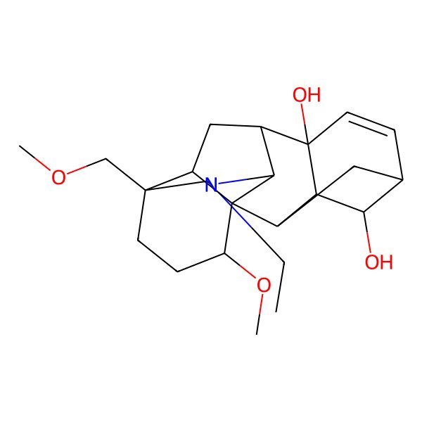 2D Structure of (1S,2R,3R,4S,5R,8S,9S,10R,13S,16S,17R)-11-ethyl-16-methoxy-13-(methoxymethyl)-11-azahexacyclo[7.7.2.12,5.01,10.03,8.013,17]nonadec-6-ene-4,8-diol
