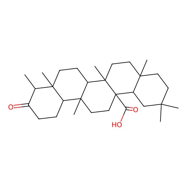 2D Structure of 4,4a,6b,8a,11,11,14a-heptamethyl-3-oxo-2,4,5,6,6a,7,8,9,10,12,12a,13,14,14b-tetradecahydro-1H-picene-6a-carboxylic acid