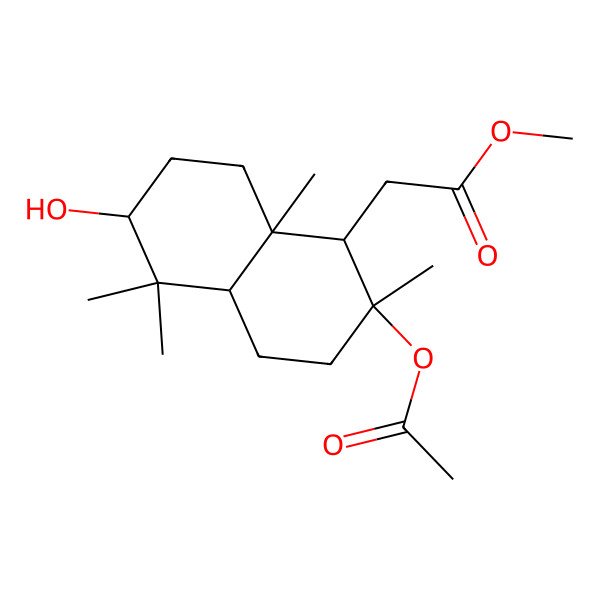 2D Structure of methyl 2-(2-acetyloxy-6-hydroxy-2,5,5,8a-tetramethyl-3,4,4a,6,7,8-hexahydro-1H-naphthalen-1-yl)acetate