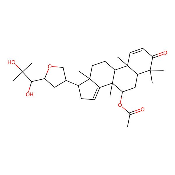 2D Structure of [17-[5-(1,2-Dihydroxy-2-methylpropyl)oxolan-3-yl]-4,4,8,10,13-pentamethyl-3-oxo-5,6,7,9,11,12,16,17-octahydrocyclopenta[a]phenanthren-7-yl] acetate