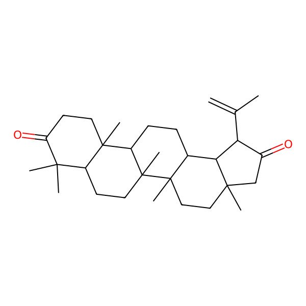 2D Structure of 3a,5a,5b,8,8,11a-Hexamethyl-1-prop-1-en-2-yl-1,3,4,5,6,7,7a,10,11,11b,12,13,13a,13b-tetradecahydrocyclopenta[a]chrysene-2,9-dione