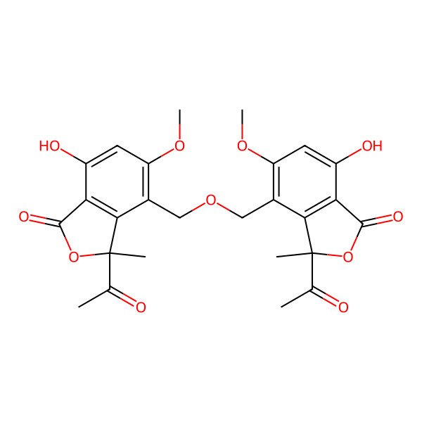 2D Structure of 3-Acetyl-4-[(3-acetyl-7-hydroxy-5-methoxy-3-methyl-1-oxo-2-benzofuran-4-yl)methoxymethyl]-7-hydroxy-5-methoxy-3-methyl-2-benzofuran-1-one
