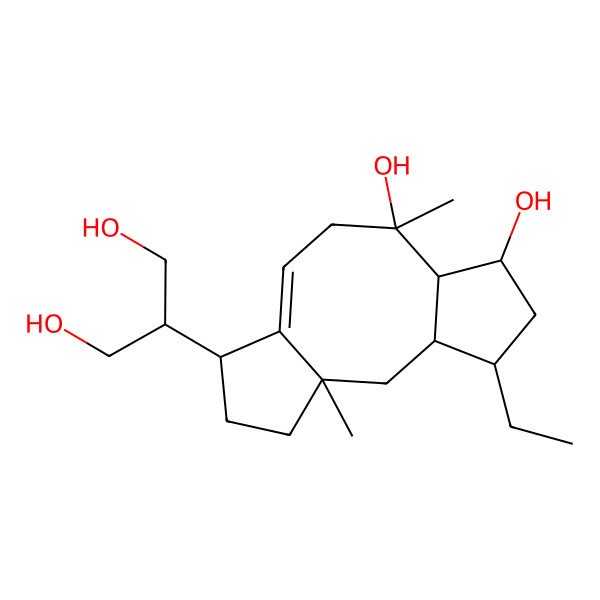 2D Structure of (1S,3S,4S,6S,7R,8R,12S)-12-(1,3-dihydroxypropan-2-yl)-4-ethyl-1,8-dimethyltricyclo[9.3.0.03,7]tetradec-10-ene-6,8-diol