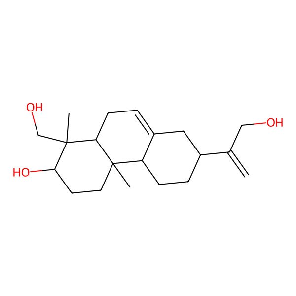 2D Structure of 1-(Hydroxymethyl)-7-(3-hydroxyprop-1-en-2-yl)-1,4a-dimethyl-2,3,4,4b,5,6,7,8,10,10a-decahydrophenanthren-2-ol