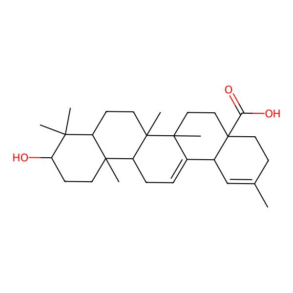 2D Structure of (4aS,6aR,6aS,6bR,8aS,10S,12aR,14bS)-10-hydroxy-2,6a,6b,9,9,12a-hexamethyl-4,5,6,6a,7,8,8a,10,11,12,13,14b-dodecahydro-3H-picene-4a-carboxylic acid