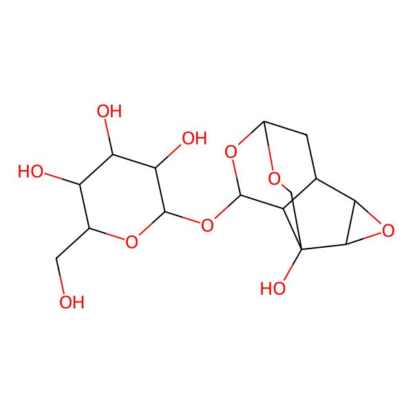 2D Structure of (2R,3S,4S,5R,6S)-2-(hydroxymethyl)-6-[[(1R,2S,4S,5S,8R,10S,11S)-5-hydroxy-3,7,9-trioxatetracyclo[6.3.1.02,4.05,11]dodecan-10-yl]oxy]oxane-3,4,5-triol