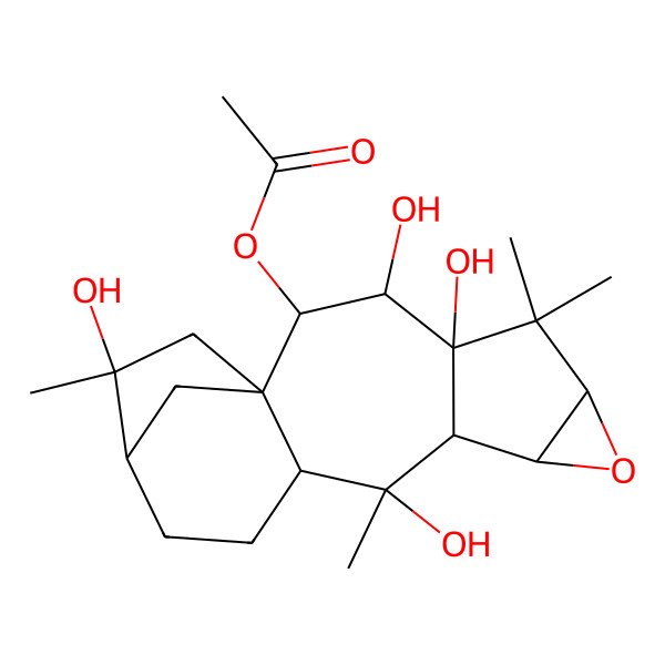 2D Structure of (3,4,10,15-Tetrahydroxy-5,5,10,15-tetramethyl-7-oxapentacyclo[12.2.1.01,11.04,9.06,8]heptadecan-2-yl) acetate