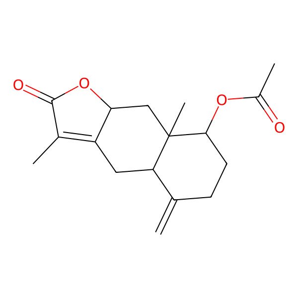2D Structure of [(4aS,8R,8aR,9aS)-3,8a-dimethyl-5-methylidene-2-oxo-4a,6,7,8,9,9a-hexahydro-4H-benzo[f][1]benzofuran-8-yl] acetate