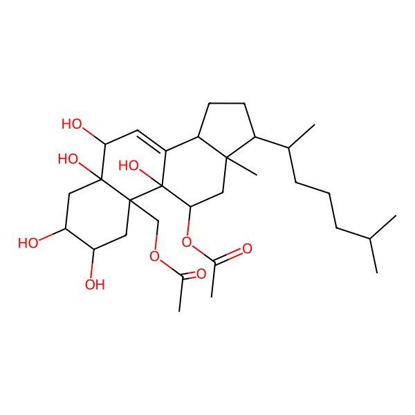 2D Structure of [11-acetyloxy-2,3,5,6,9-pentahydroxy-13-methyl-17-(6-methylheptan-2-yl)-2,3,4,6,11,12,14,15,16,17-decahydro-1H-cyclopenta[a]phenanthren-10-yl]methyl acetate