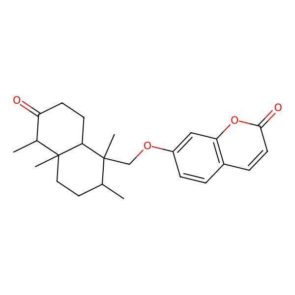 2D Structure of 7-[[(1S,2S,4aS,5S,8aS)-1,2,4a,5-tetramethyl-6-oxo-3,4,5,7,8,8a-hexahydro-2H-naphthalen-1-yl]methoxy]chromen-2-one