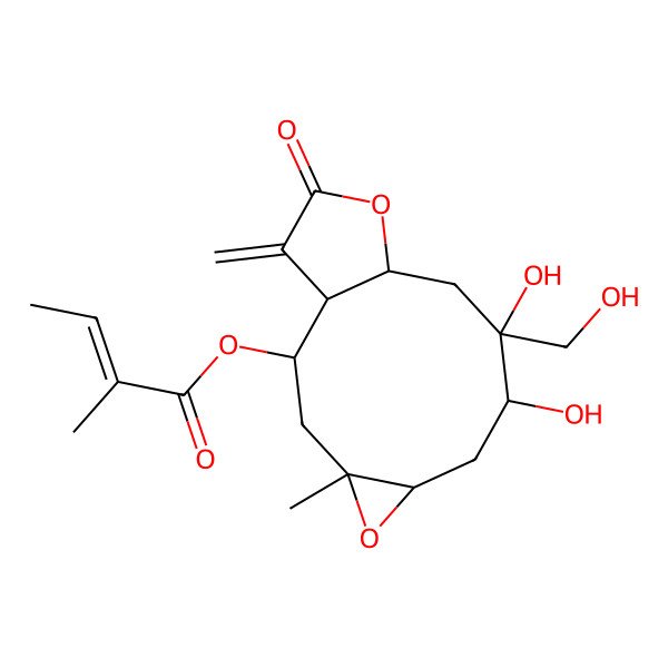 2D Structure of [8,9-Dihydroxy-9-(hydroxymethyl)-4-methyl-14-methylidene-13-oxo-5,12-dioxatricyclo[9.3.0.04,6]tetradecan-2-yl] 2-methylbut-2-enoate