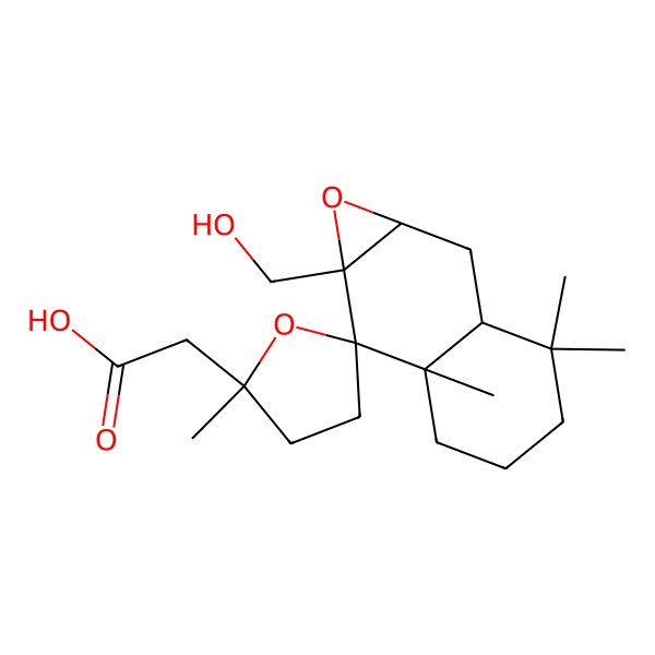 2D Structure of 2-[(1aR,2'S,2aS,6aS,7S,7aR)-7a-(hydroxymethyl)-2',3,3,6a-tetramethylspiro[1a,2,2a,4,5,6-hexahydronaphtho[2,3-b]oxirene-7,5'-oxolane]-2'-yl]acetic acid