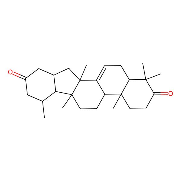 2D Structure of (4aR,4bS,6aR,6bS,7R,10aS,11aR,13aR)-1,1,4a,6a,7,11a-hexamethyl-4,4b,5,6,6b,7,8,10,10a,11,13,13a-dodecahydro-3H-indeno[2,1-a]phenanthrene-2,9-dione