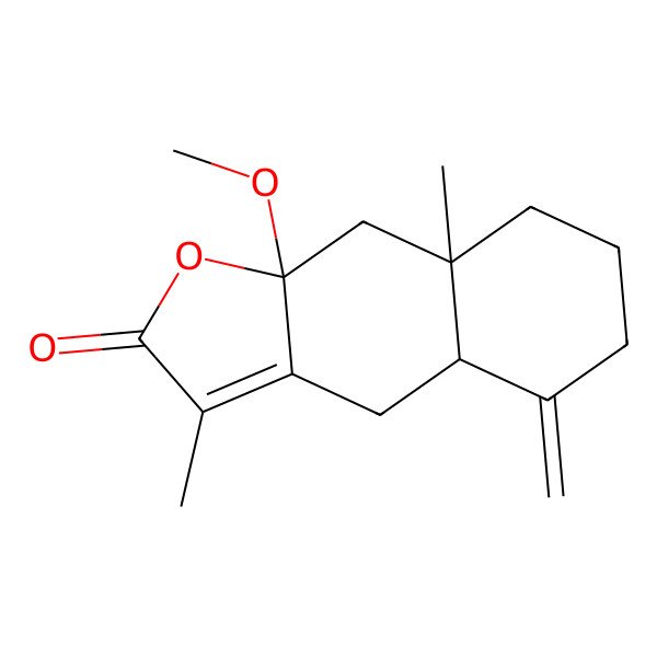 2D Structure of (4aR,8aR,9aR)-9a-methoxy-3,8a-dimethyl-5-methylidene-4,4a,6,7,8,9-hexahydrobenzo[f][1]benzofuran-2-one