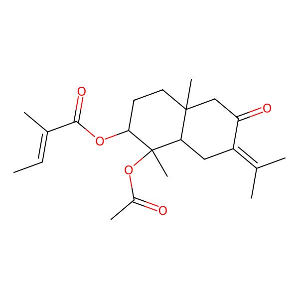 2D Structure of [(1S,2R,4aR,8aR)-1-acetyloxy-1,4a-dimethyl-6-oxo-7-propan-2-ylidene-2,3,4,5,8,8a-hexahydronaphthalen-2-yl] 2-methylbut-2-enoate