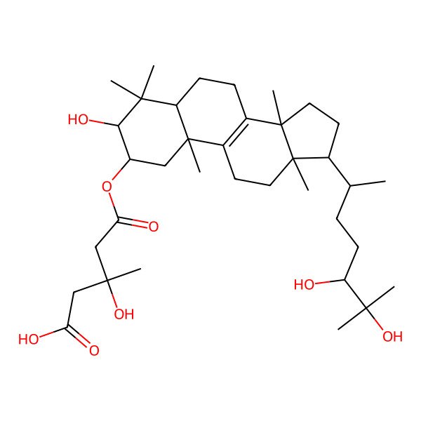 2D Structure of (3S)-5-[[(2R,3R,5R,10S,13R,14R,17R)-17-[(2R,5R)-5,6-dihydroxy-6-methylheptan-2-yl]-3-hydroxy-4,4,10,13,14-pentamethyl-2,3,5,6,7,11,12,15,16,17-decahydro-1H-cyclopenta[a]phenanthren-2-yl]oxy]-3-hydroxy-3-methyl-5-oxopentanoic acid