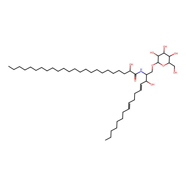 2D Structure of 2-hydroxy-N-[3-hydroxy-1-[3,4,5-trihydroxy-6-(hydroxymethyl)oxan-2-yl]oxyhexadeca-4,8-dien-2-yl]tetracosanamide