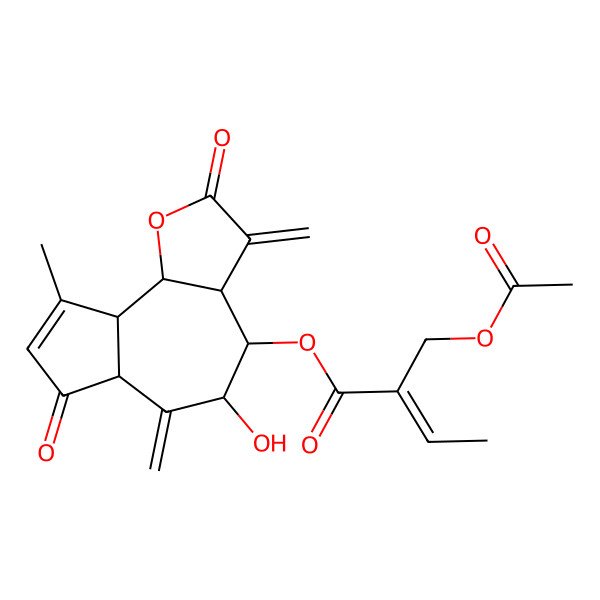2D Structure of (5-Hydroxy-9-methyl-3,6-dimethylidene-2,7-dioxo-3a,4,5,6a,9a,9b-hexahydroazuleno[4,5-b]furan-4-yl) 2-(acetyloxymethyl)but-2-enoate