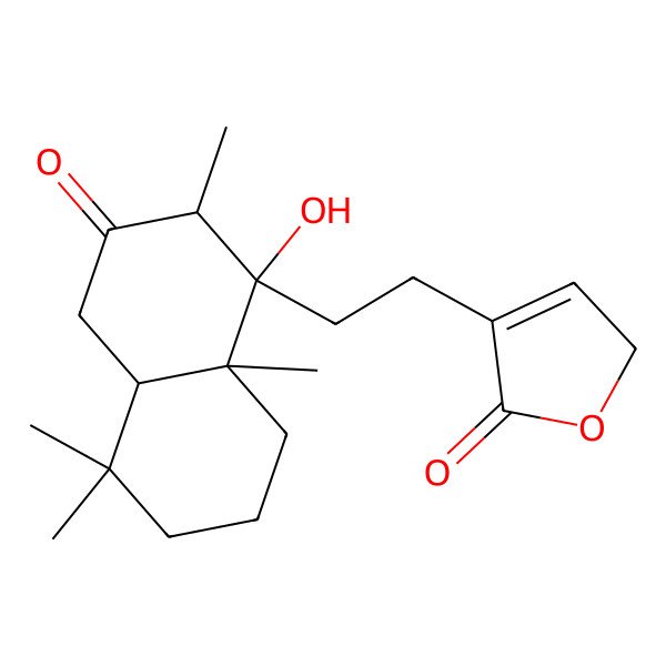 2D Structure of 4-[2-(1-hydroxy-2,5,5,8a-tetramethyl-3-oxo-2,4,4a,6,7,8-hexahydronaphthalen-1-yl)ethyl]-2H-furan-5-one