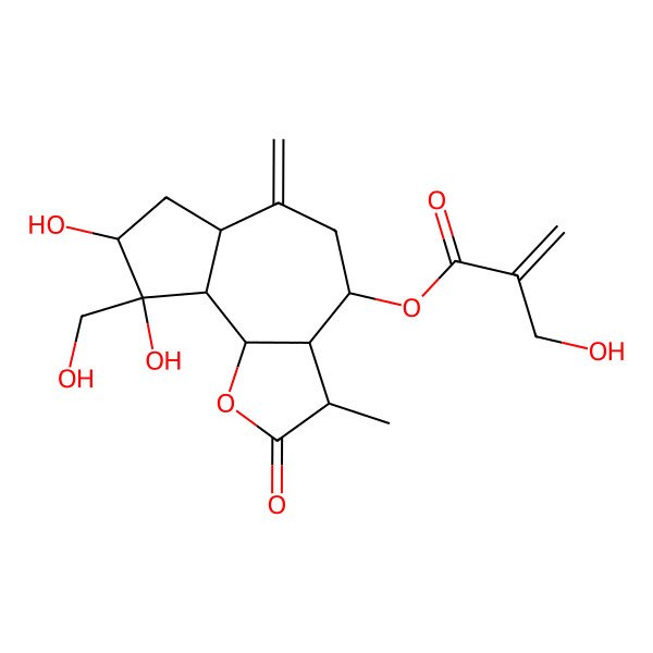 2D Structure of [(3S,3aR,4S,6aR,8S,9R,9aS,9bS)-8,9-dihydroxy-9-(hydroxymethyl)-3-methyl-6-methylidene-2-oxo-3a,4,5,6a,7,8,9a,9b-octahydro-3H-azuleno[4,5-b]furan-4-yl] 2-(hydroxymethyl)prop-2-enoate