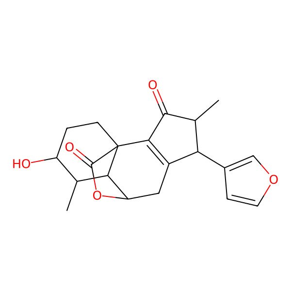 2D Structure of 5-(Furan-3-yl)-11-hydroxy-4,10-dimethyl-15-oxatetracyclo[6.5.2.01,9.02,6]pentadec-2(6)-ene-3,14-dione