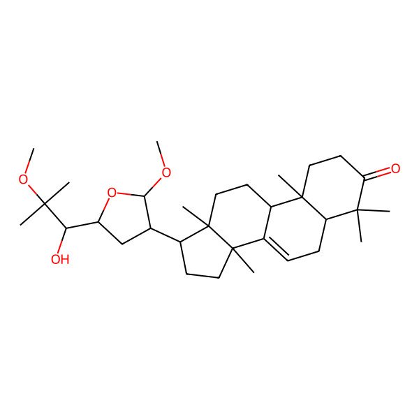 2D Structure of 17-[5-(1-Hydroxy-2-methoxy-2-methylpropyl)-2-methoxyoxolan-3-yl]-4,4,10,13,14-pentamethyl-1,2,5,6,9,11,12,15,16,17-decahydrocyclopenta[a]phenanthren-3-one