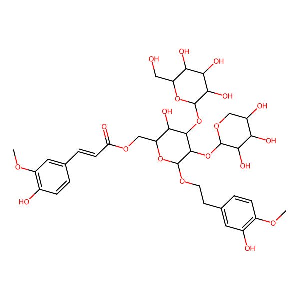2D Structure of [3-Hydroxy-6-[2-(3-hydroxy-4-methoxyphenyl)ethoxy]-4-[3,4,5-trihydroxy-6-(hydroxymethyl)oxan-2-yl]oxy-5-(3,4,5-trihydroxyoxan-2-yl)oxyoxan-2-yl]methyl 3-(4-hydroxy-3-methoxyphenyl)prop-2-enoate