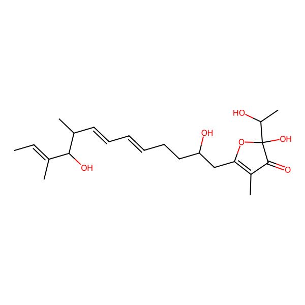 2D Structure of (2S)-5-[(2S,5E,7E,9S,10R,11E)-2,10-dihydroxy-9,11-dimethyltrideca-5,7,11-trienyl]-2-hydroxy-2-[(1S)-1-hydroxyethyl]-4-methylfuran-3-one
