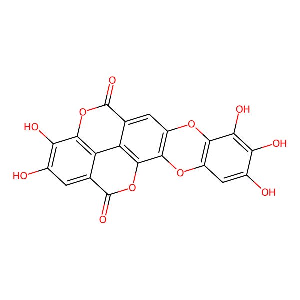 2D Structure of 6,7,8,17,18-Pentahydroxy-3,10,15,22-tetraoxahexacyclo[14.6.2.02,11.04,9.013,23.020,24]tetracosa-1(23),2(11),4(9),5,7,12,16(24),17,19-nonaene-14,21-dione