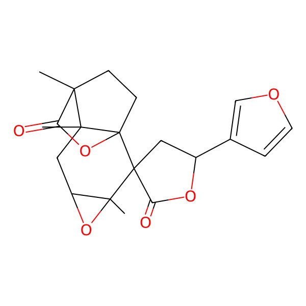 2D Structure of 5'-(Furan-3-yl)-3,7,8-trimethylspiro[4,10-dioxatetracyclo[6.2.2.01,7.03,5]dodecane-2,3'-oxolane]-2',9-dione