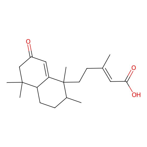 2D Structure of (E)-5-[(1R,2R,4aS)-1,2,5,5-tetramethyl-7-oxo-3,4,4a,6-tetrahydro-2H-naphthalen-1-yl]-3-methylpent-2-enoic acid