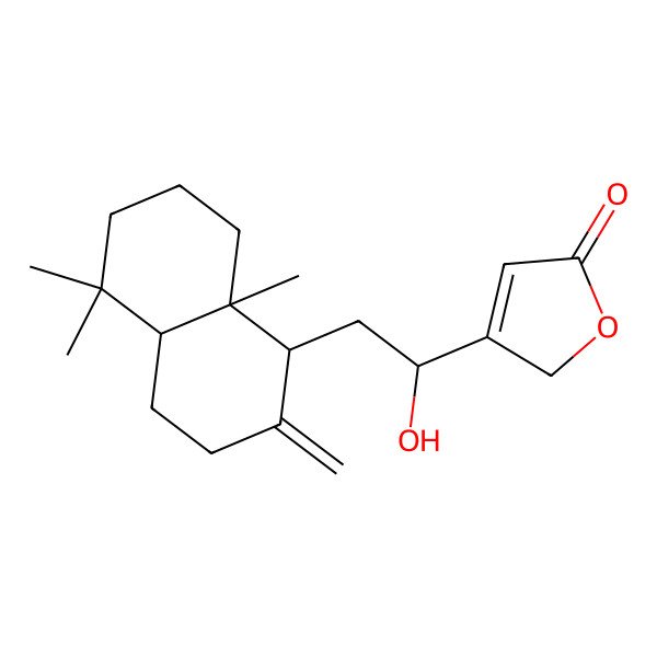 2D Structure of 3-[(1R)-2-[(1S,4aS,8aS)-5,5,8a-trimethyl-2-methylidene-3,4,4a,6,7,8-hexahydro-1H-naphthalen-1-yl]-1-hydroxyethyl]-2H-furan-5-one