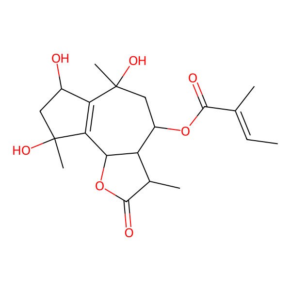 2D Structure of [(3S,3aR,4S,6S,7R,9S,9bS)-6,7,9-trihydroxy-3,6,9-trimethyl-2-oxo-3a,4,5,7,8,9b-hexahydro-3H-azuleno[4,5-b]furan-4-yl] (Z)-2-methylbut-2-enoate