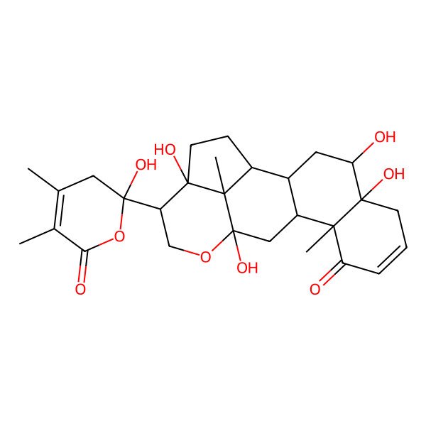 2D Structure of 4,5,13,17-tetrahydroxy-16-(2-hydroxy-4,5-dimethyl-6-oxo-3H-pyran-2-yl)-10,20-dimethyl-14-oxapentacyclo[11.6.1.02,11.05,10.017,20]icos-7-en-9-one