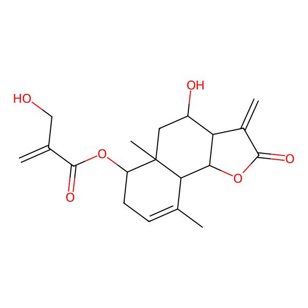 2D Structure of (4-hydroxy-5a,9-dimethyl-3-methylidene-2-oxo-4,5,6,7,9a,9b-hexahydro-3aH-benzo[g][1]benzofuran-6-yl) 2-(hydroxymethyl)prop-2-enoate
